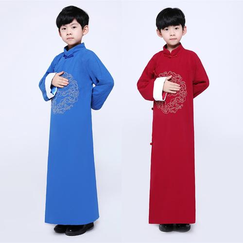 儿童相声演出服男童五四民国古装长衫大褂中式长袍唐装快板合唱服