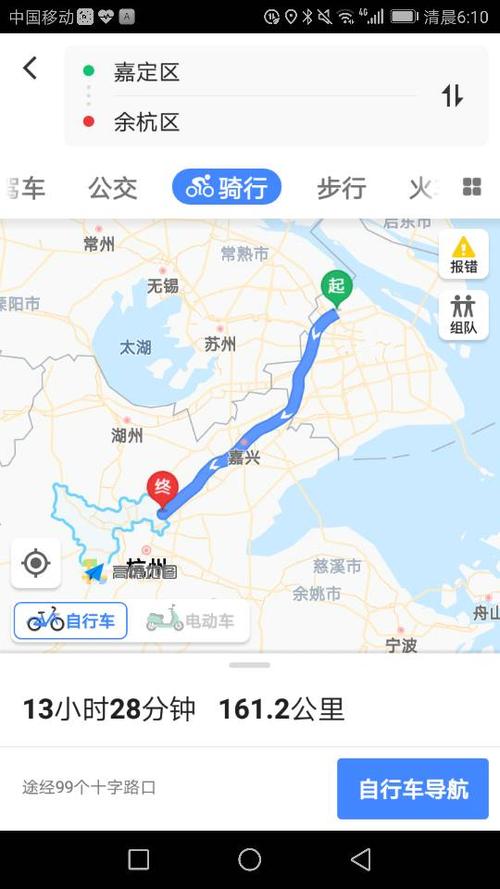 上海嘉定骑行到杭州余杭要多久