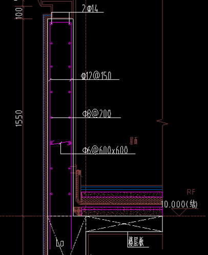 墙身大样图中水平和垂直分布钢筋是怎么表示的