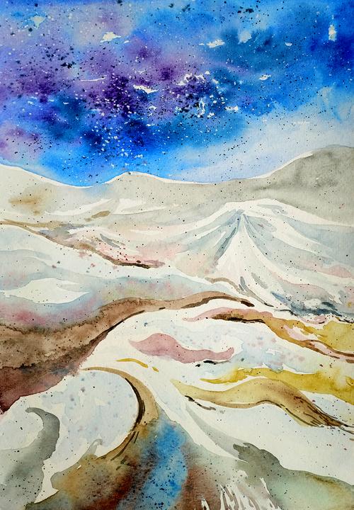 《星空下》原创水彩作品