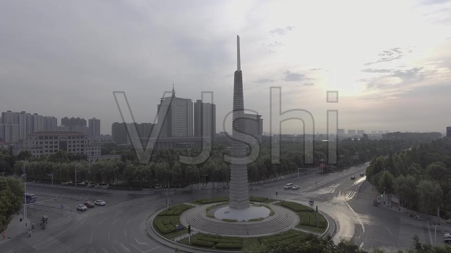 4k驻马店城市地标建筑天中广场航拍