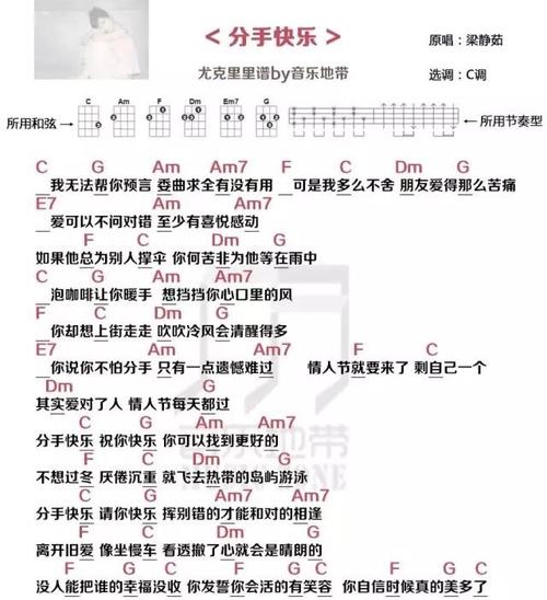 《分手快乐》梁静茹 尤克里里弹唱曲谱