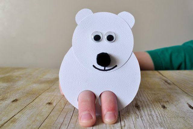 中班简单手工制作动物指偶北极熊(步骤图解)