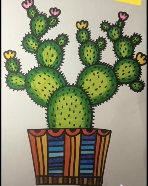 幼儿园家庭教育指导资源——大班幼儿主题绘画《仙人掌》