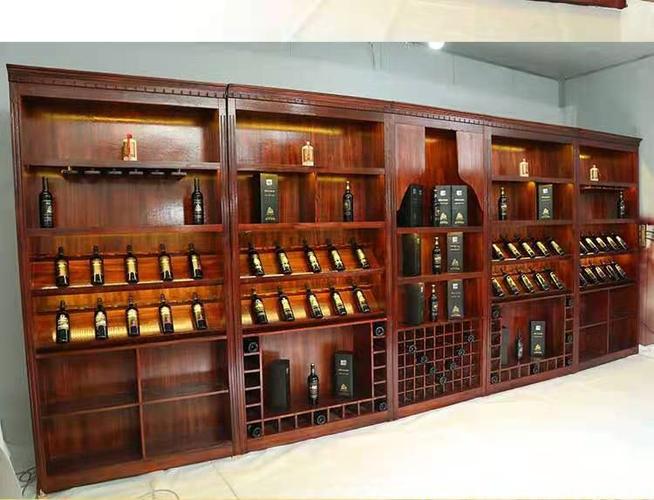 定制实木红酒柜展示架酒窖酒行商用货架展示架陈列柜白酒庄酒架子