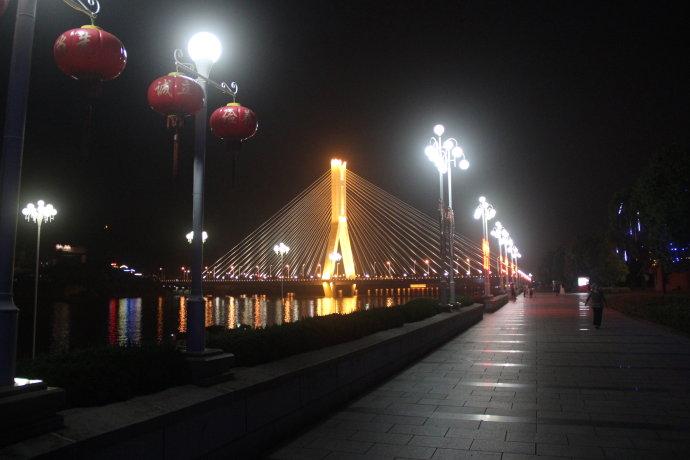 丽水夜景 瓯江防洪堤紫金大桥