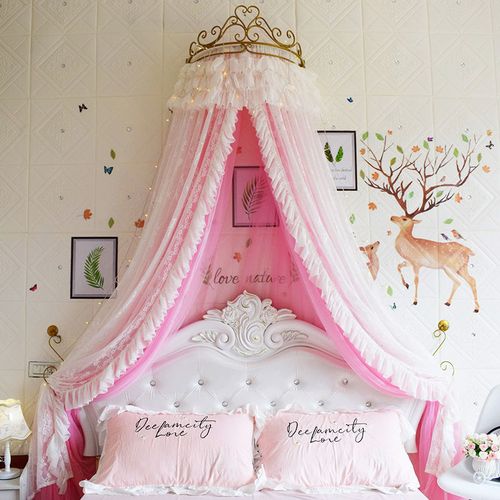 床幔欧式公主风韩式婚庆儿童房皇冠架落地幔纱架蚊帐