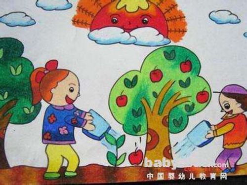 儿童植树节图画