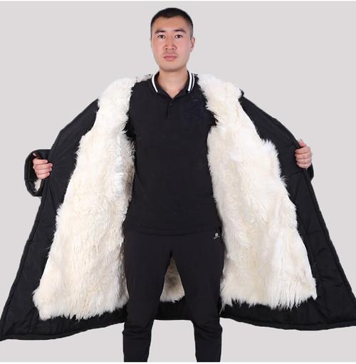 羊皮大衣男冬季羊毛加厚防寒棉皮毛一体保暖东北老式内胆可脱卸棉服