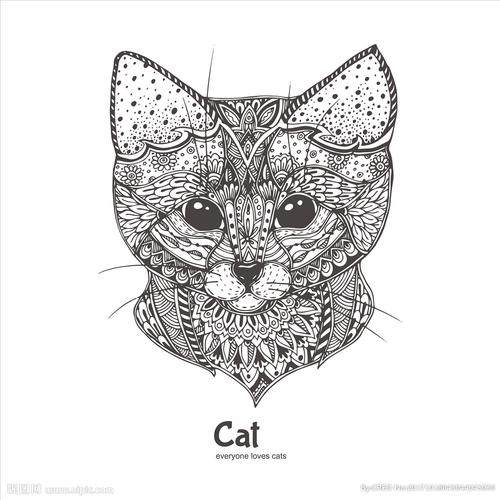 手绘线描黑白动物矢量图下载图片