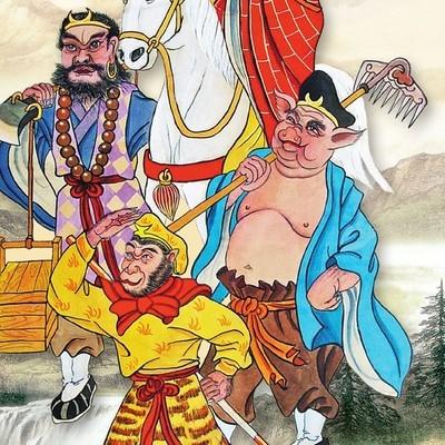 唐僧师徒西天取经图画像挂画西游记孙悟h空神像水陆画丝绸卷轴画