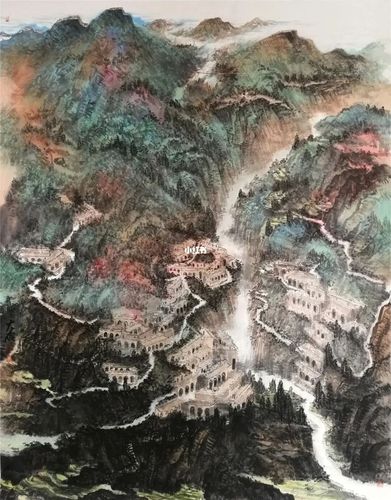 顾大明山水画,轻墨重彩,回味无穷_山水画_国画_水彩画