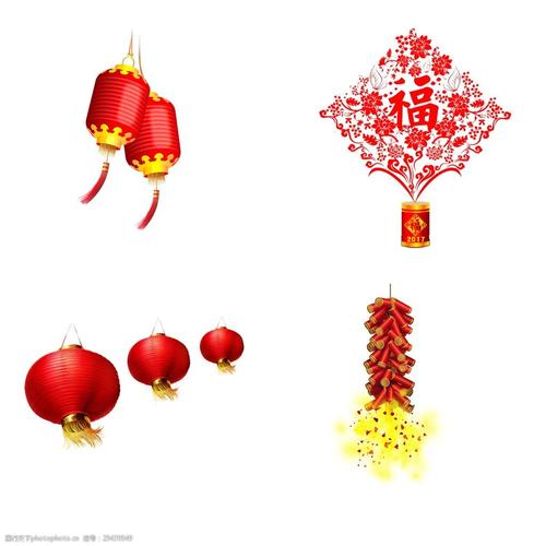 春节卡通免扣素材 传统 春节 灯笼 红色 免扣素材 素材合集 喜庆 中国