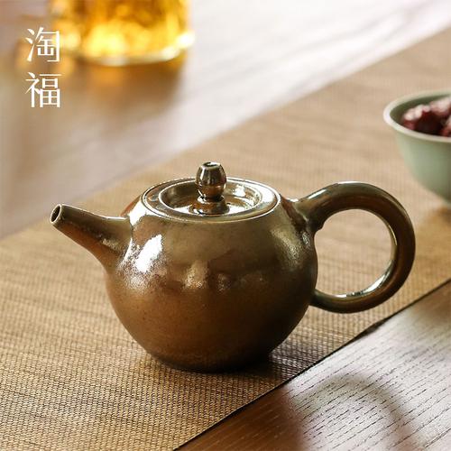 台湾吴金维柴烧壶纯手工侧把陶瓷茶壶单壶泡茶壶家用功夫茶具收藏