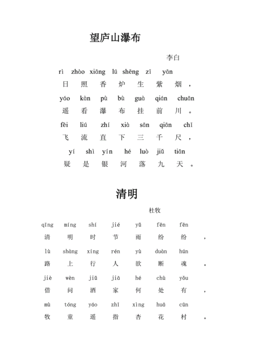 望庐山瀑布(带拼音-解释).doc