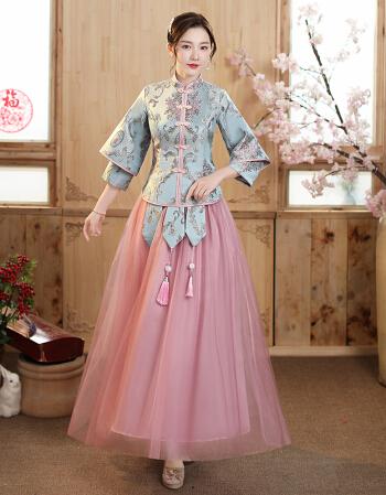 闺蜜姐妹团伴娘礼服中式古装平时可穿新款中国风服套装显瘦复古仙气质