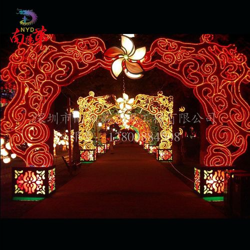 大型中秋节春节灯会灯展 发光彩门长廊装饰 节日方形彩门设计制作