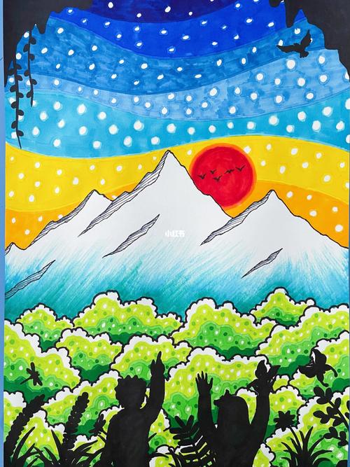 雪山·画_儿童画_文化_绘画
