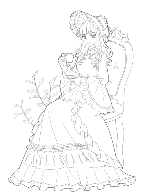 洛丽塔线稿,满足你的上色愿望!_少女