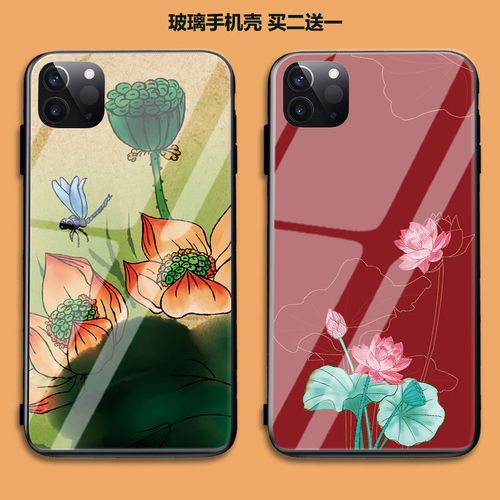 华为mate40手机壳,华为mate40pro手机壳 荷花华为mate40手机壳mate30莲花玻璃壳防摔nova7 se