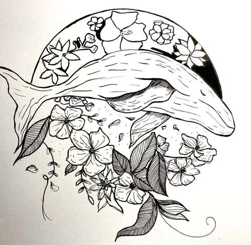 《鲸》黑白装饰画   李尚泽