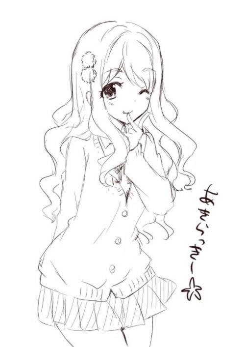 q版长发女孩简笔画步骤初音未来