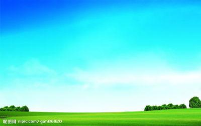 蓝天白云简笔画绿地