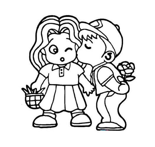 男孩亲女孩简笔画步骤图片大全