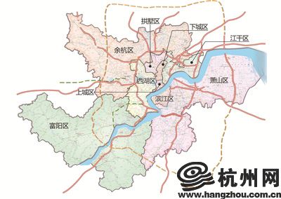 新版杭州市区地图标注开卖二绕走向