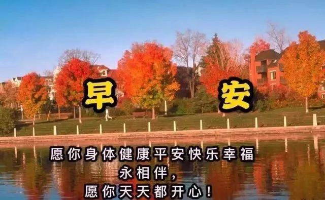 早上好风景图片带字带祝福语,秋天早安问候关心话语