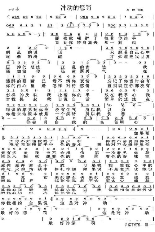 冲动的惩罚(修改版) 简谱