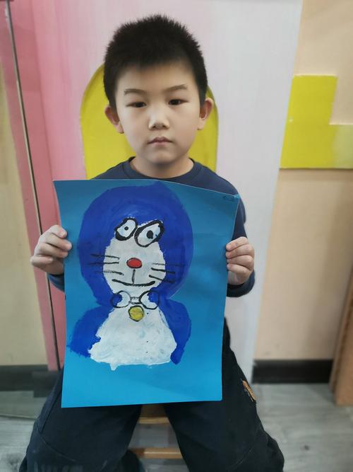 非遗工坊～美术学堂高级班1月8日作品展示～创意油水粉画《哆啦a梦》