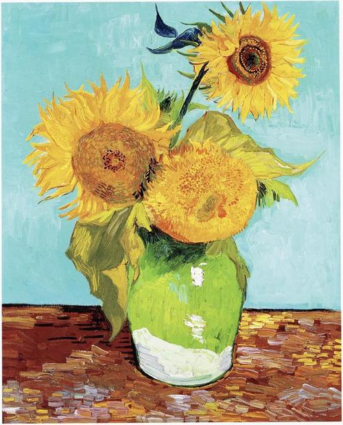 1888年至1889年间,梵高创作了最著名的"向日葵"系列,作品共有7幅,被视