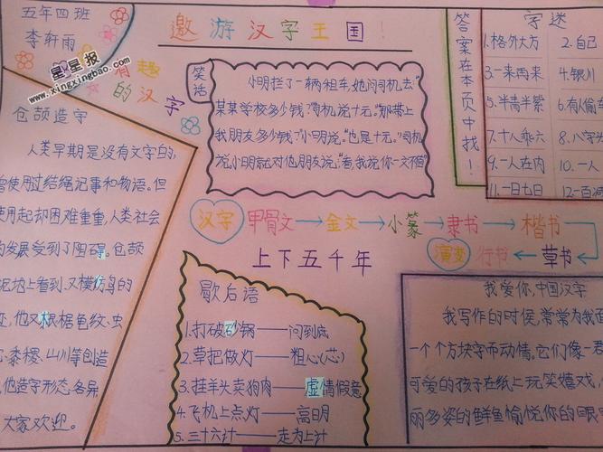 关于遨游汉字王国的手抄报要图片