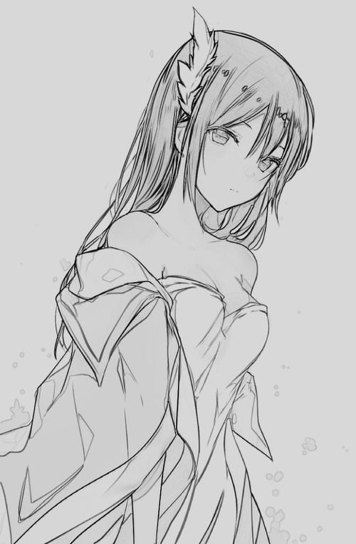 手绘线稿 动漫 萌妹子 高清 b站 萌 小清新 色彩 水彩 手绘 绘画 素描