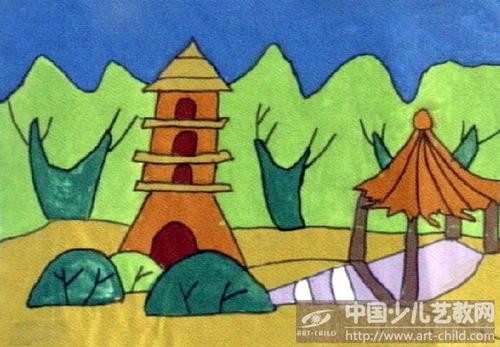 宝塔山儿童简笔画