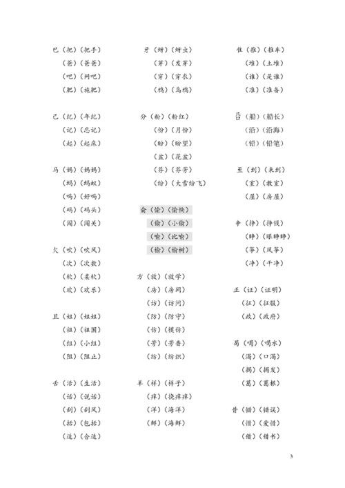 小学二年级语文加部首变新字再组词资料