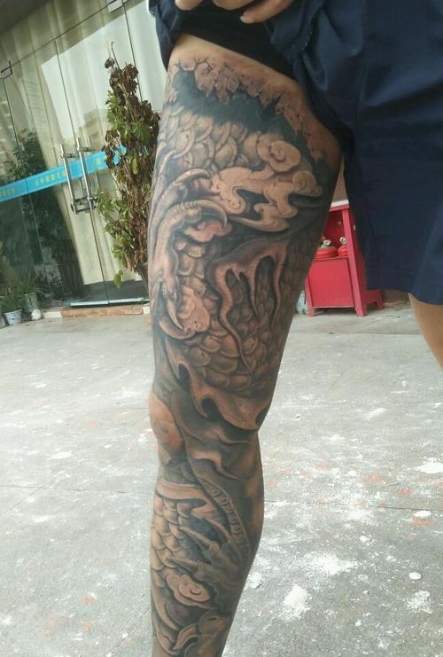 盘龙腿_纹身图案手稿图片_孟现增的纹身作品集