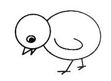儿童简笔画小鸡吃米