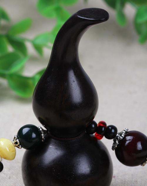 中性黑色天然皮黑木葫芦提珠/车饰挂件