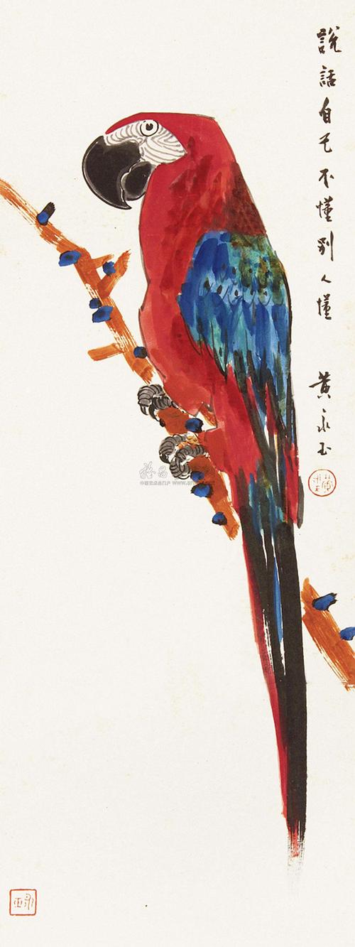 0223 鹦鹉 镜心 纸本