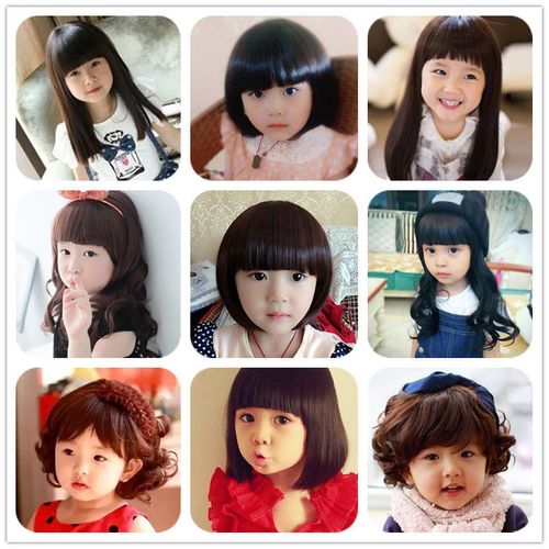 儿童假发宝宝bobo头套可爱萌公主卷短发小女孩表演女童长直齐刘海