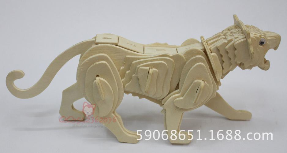3d木质立体拼图批发跑江湖地摊热卖儿童diy木制益智玩具老虎拼图