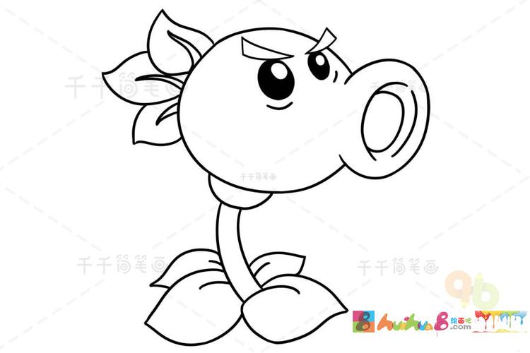 植物大战僵尸豌豆射手简笔画亲子绘画