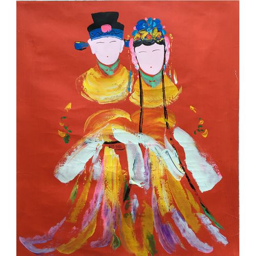 申子健《百年好合》布面油画