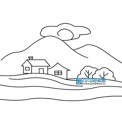 山村风景简笔画