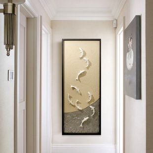 纯手工立体实物画 浮雕现代日式九鱼客厅装饰画玄关走廊挂画批发