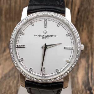 热门名表江诗丹顿传承81578原镶钻石圈18k白金手动机械正品手表男