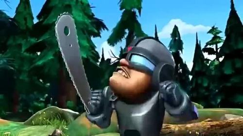 熊出没之夺宝熊兵:光头强的新武器不仅可以砍树还能抓熊,厉害!