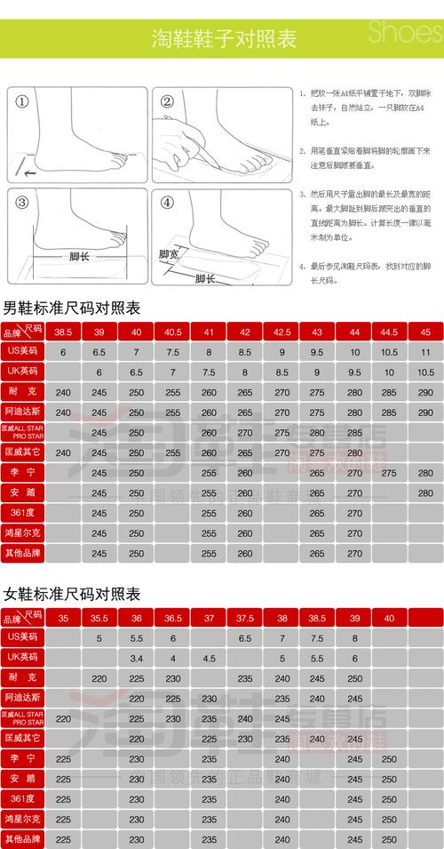 尺码对照表